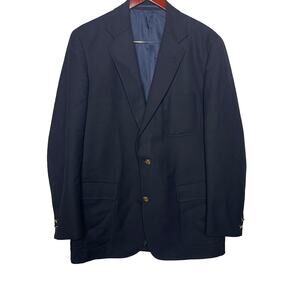 J. Press Men’s Navy Blur 100% Wool 3 Gold Button Closure Blazer Sz 44L